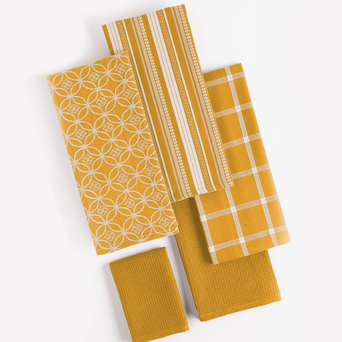 Cotton Waffle Dish Cloth Kitchen Towel (Set of 5)